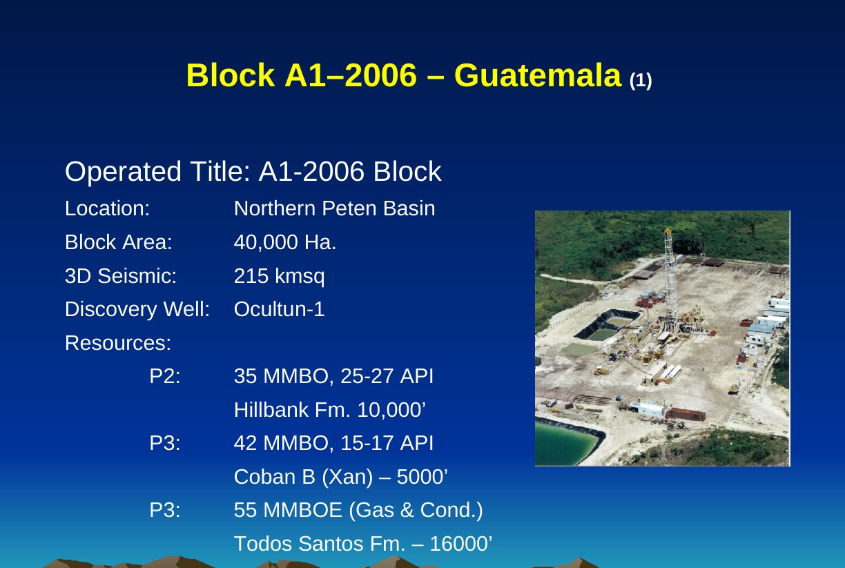 Block A1-2006 Guatemala Northern Peten Basin